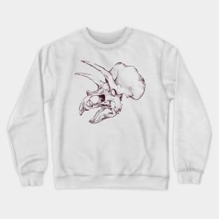 Triceratops Dinosaur Skull Skeleton Dark Sketch Crewneck Sweatshirt